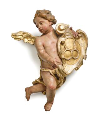 Putto mit Wappenkartusche, - Möbel, Antiquitäten, Glas & Porzellan