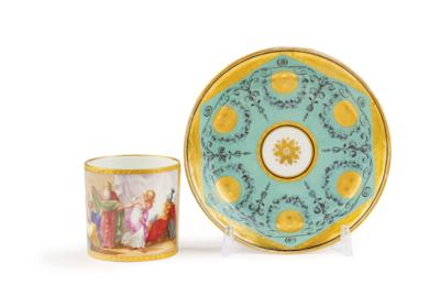 A Cup with a Saucer, Imperial Manufactory, Vienna 1802, Sorgenthal Period, - Nábytek, starožitnosti, sklo a porcelán