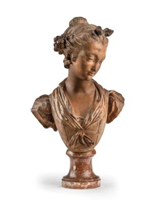 Terrakotta Büste einer jungen Dame, - Möbel, Antiquitäten, Glas & Porzellan