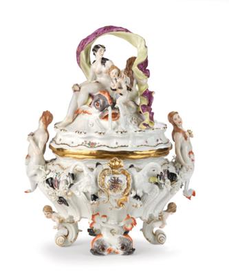 Deckelterrine mit Galatea aus dem Schwanenservice, Meissen 20. Jh. - Möbel, Antiquitäten, Glas & Porzellan
