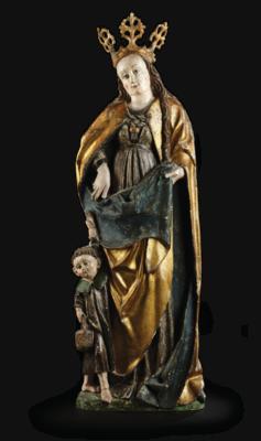 Gotische Hl. Marina von Bithynien, Relief um 1500, - Möbel, Antiquitäten, Glas & Porzellan
