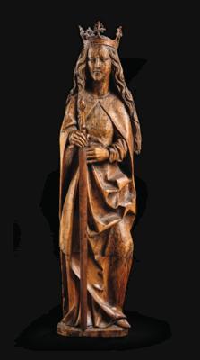 A Gothic Female Saint, with Sword and Crown c. 1480 - 1500, - Furniture, Works of Art, Glass & Porcelain