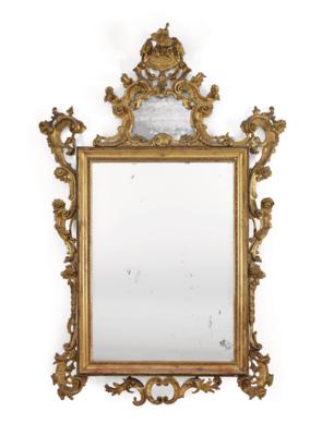 A Large Italian Baroque Wall Mirror, - Nábytek, starožitnosti, sklo a porcelán