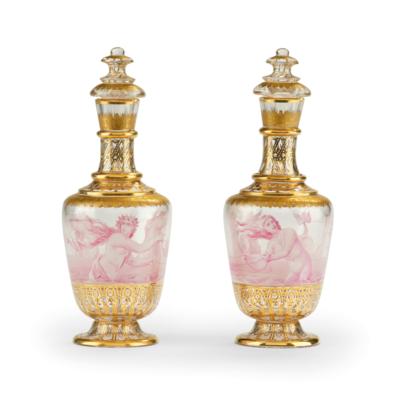 A Pair of Small Carafes, J. & L. Lobmeyr, Vienna, - Nábytek, starožitnosti, sklo a porcelán