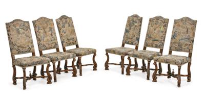 Seltener Satz von 6 Frühbarock-Lehnstühlen, - Möbel, Antiquitäten, Glas & Porzellan