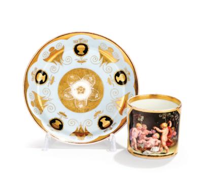 A Cup with a Saucer, Imperial Porcelain Manufactory, Vienna 1807, - Nábytek, starožitnosti, sklo a porcelán