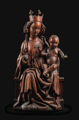 Madonna and Child Enthroned, Tyrol (?) c. 1460 – 70, - Furniture, Works of Art, Glass & Porcelain