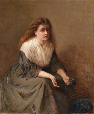 Louise Jopling (Romer) (Manchester 1843-1933) Das Veilchenmädchen, - Bilder mit Schwerpunkt Aquarelle