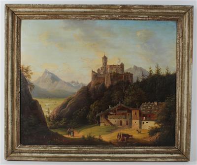 Künstler 19. Jhdt. Blick auf Schloß Churburg in Tirol, - Paintings