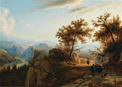 Carl Morgenstern Umkreis/Circle (1811-1893) Südliche Landschaft mit figürlicher Staffage, - Paintings