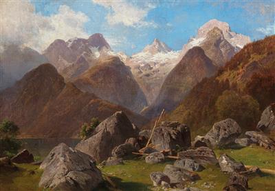 Maximilian Haushofer Umkreis/Circle (1811-1866) Blick auf die Loferer Steinberge, - Dipinti