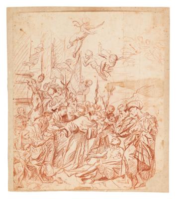 Lorenzo Pasinelli zugeschrieben/attributed (1629-1700) Der hl. Antonio von Padua erweckt einen Toten zum Leben, - Master drawings, prints up to 1900, watercolours and miniatures
