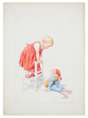 Konvolut: eine Sammlung von Entwürfen und Ideen zu Kunstpostkarten - Master Drawings, Prints before 1900, Watercolours, Miniatures