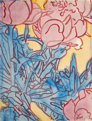 HUBERT SCHMALIX Peonies 2013 Gouache - Charity "StudentInnen Drittländer"