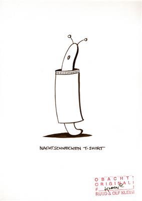 Cartoon von Rudi Klein "Nacktschneckenoberbekleidung" - Charity-Auktion zugunsten von HEMAYAT