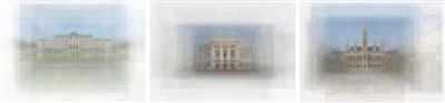 Dean MAASSEN, Overlapping of the first hundred Google-image search results of the Belvedere, 2019, ..of the Burgtheater, 2019, ..of the Vienna City Hall, 2019 - Jubiläums-Charity-Kunstauktion zugunsten SOS MITMENSCH