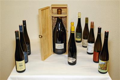Top-Rieslinge, Eine Großflasche und Topweine aus dem Wein.pur Guide - Charity-Weinauktion zugunsten Licht ins Dunkel und weiterer karitativer Einrichtungen