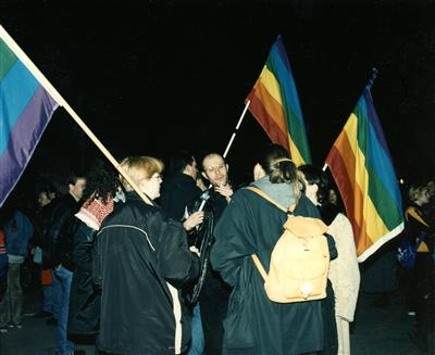 Lisl PONGER, Demonstration gegen Schwarz-Blau, 2000 - Charitativní aukce současného umění ve prospěch SOS MITMENSCH