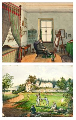 Österreich um 1800 bzw. 19. Jahrhundert, aus einer Mappe aus der Familie der Freiherren von Rohmann und deren Vorfahren aus dem Hause Sachsen-Coburg-Saalfeld - Watercolors and miniatures