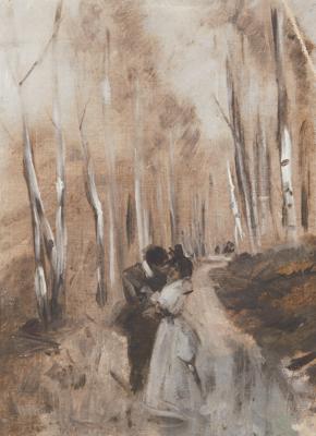 Wilhelm Gause zugeschrieben/attributed (1853-191) Liebespaar im Wald, - Bilder