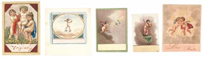 Besuchskarten und Entwürfe - Meisterzeichnungen und Druckgraphik bis 1900, Aquarelle, Miniaturen