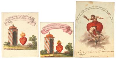 Friendship cards and designs - Master Drawings, Prints before 1900, Watercolours, Miniatures