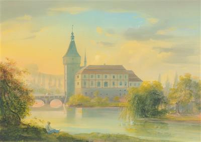 Austrian painter of vedutas, mid-19th century - Mistrovské kresby, Tisky do roku 1900, Akvarely a miniatury
