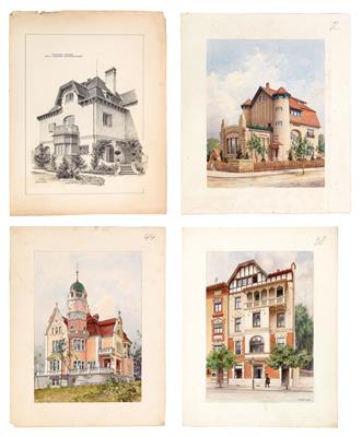 A set of architectural studies, c. 1910/20 - Mistrovské kresby, Tisky do roku 1900, Akvarely a miniatury