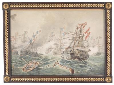Ship-of-the-line Kaiser in the sea battle of Lissa on 20th July 1866, - Imperial Court Memorabilia and Historical Objects