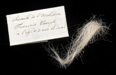 Emperor Franz Joseph I of Austria – lock of hair of the 3 year-old Archduke, - Imperial Court Memorabilia and Historical Objects