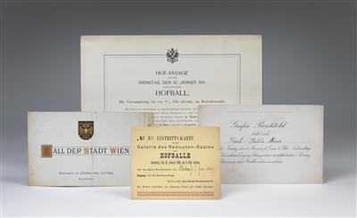 Bundle of documents related to a court ball 1910/1911, - Casa Imperiale e oggetti d'epoca