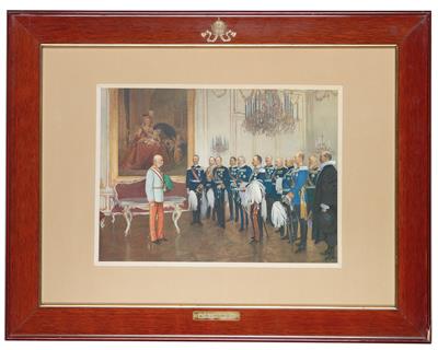 The princes of the German Bund pay homage to Emperor Franz Joseph I. on 7th May 1908 in Schloß Schönbrunn, - Rekvizity z císařského dvora