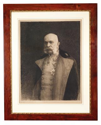 Emperor Franz Joseph I. of Austria - portrait of the old Emperor in uniform with decorations, - Rekvizity z císařského dvora