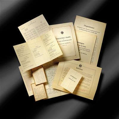 Imperial Austrian court - bundle of documents concerning family dinner, court ball and court ranks, - Rekvizity z císařského dvora