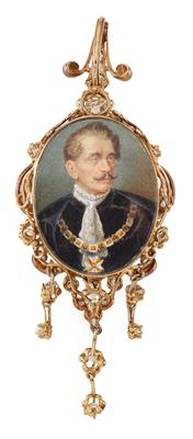 Prinz Karl Theodor of Bavaria- diamond brooch with portrait miniature of the Prince, - Casa Imperiale e oggetti d'epoca