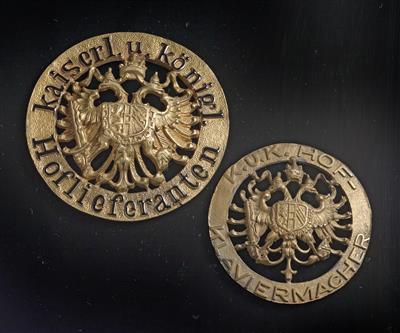 2 imperial court supplier emblems, - Imperial Court Memorabilia and Historical Objects