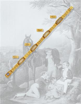 Archduchess Sophie (1805-1872) – Personal bracelet with locks of hair of her children Franz, Max, Carl and Anna, - Rekvizity z císařského dvora