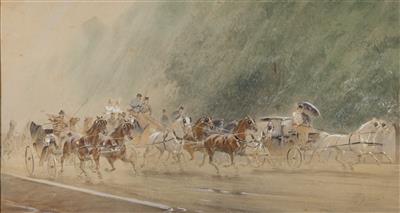 Heinrich Gottfried Wilda (Vienna 1862-1922) – Coach Trip in the Rain, - Casa Imperiale e oggetti d'epoca
