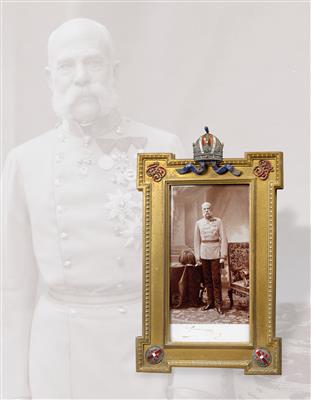 Emperor Franz Joseph I of Austria – gifr portrait in presentation frame, - Imperial Court Memorabilia and Historical Objects