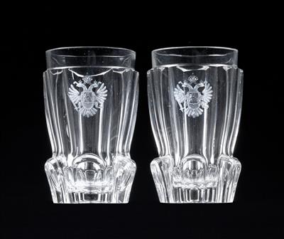 Imperial Austrian court - 2 beer glasses from the Ischl Knorrenservice, - Rekvizity z císařského dvora