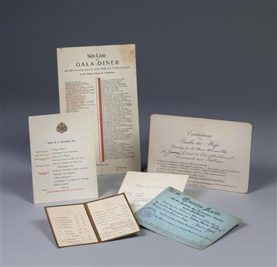 Imperial Austrian court – menu cards and invitation, - Rekvizity z císařského dvora