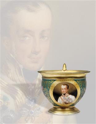 porcelain cup with portrait of Emperor Ferdinand I of Austria, - Rekvizity z císařského dvora