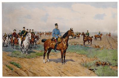 Kaiser Franz Joseph I. auf dem Manöverfeld, - Kaiserhaus und Historika