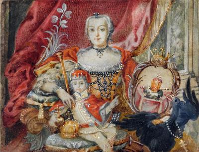 Empress Maria Theresa with the young Crown Prince Joseph, - Casa Imperiale e oggetti d'epoca