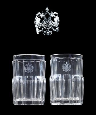 Imperial Austrian Court – 2 water glasses from the Prismenschliffservice, - Imperial Court Memorabilia and Historical Objects