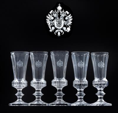 Imperial Austrian Court – 5 champagne glasses from the Prismenschliffservice, - Casa Imperiale e oggetti d'epoca