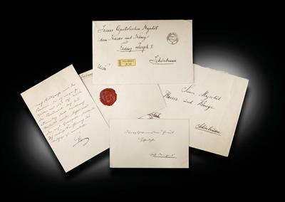 Emperor Francis Joseph I of Austria - 3 envelopes, and 1 letter in the emperor’s hand, - Rekvizity z císařského dvora