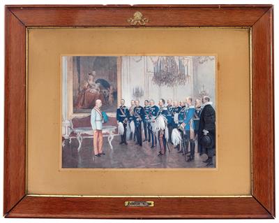 Kaiser Franz Joseph I. von Österreich mit den deutschen Bundesfürsten Schönbrunn 7. Mai 1908, - Kaiserhaus und Historika