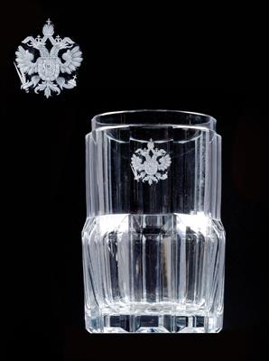 Imperial Austrian Court - a water glass from the “Prismenschliffservice”, - Rekvizity z císařského dvora