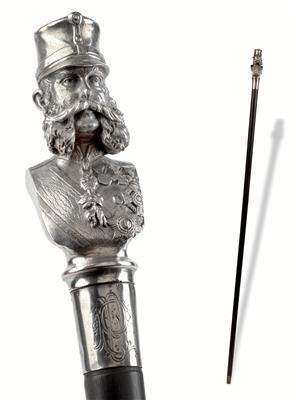 A cane with a bust of Emperor Francis Joseph I, - Rekvizity z císařského dvora